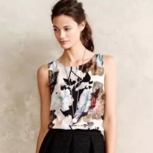 Anthropologie Tt Collection Black and Blue Sleeveless Blouse. Like New!